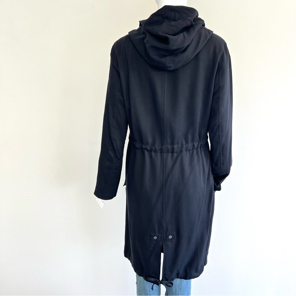 ALL SAINTS Pelya Black Draped Wrap Hoodie Long Sleeves Trench Coat Jacket Sz 4 - Picture 10 of 16